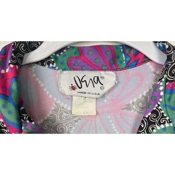 Vintage 70s VERA Neumann Butterfly‎ Print Shirt Women’s Size 12 - Picture 3 of 4